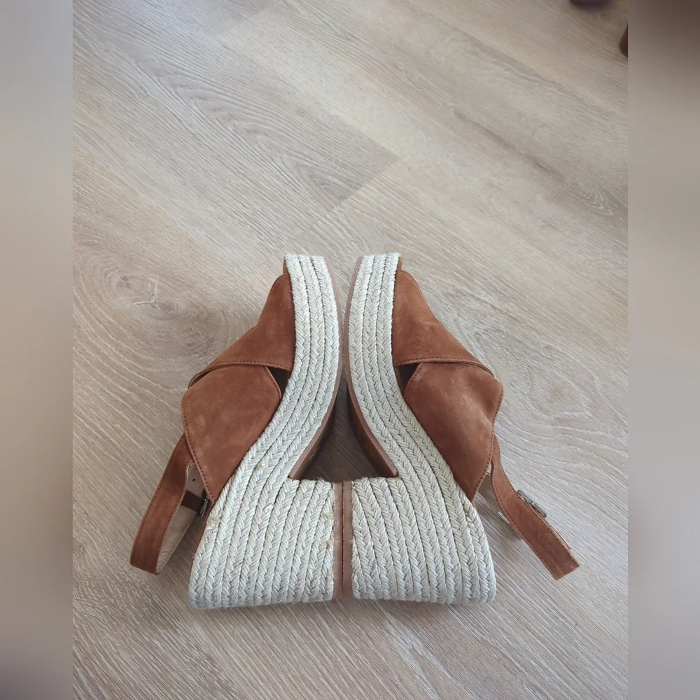 Conchisa Brown Suede Platform Espadrille Shoes Sandals Size 9.5